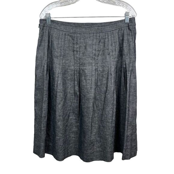 Cynthia Steffe Skirt A Line Linen Blend Pleated Lined Back Zip Gray Women Size 8 - Picture 3 of 6